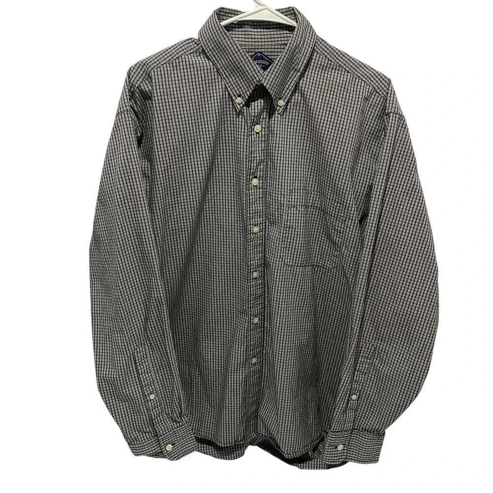 Bills Khakis Black White Plaid Checker Button Down Shirt - XL‎ Classic Fit
